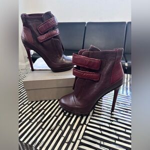 Authentic BCBG Max Azria Ma-Night Burgundy Ankle Boots-Retails $395